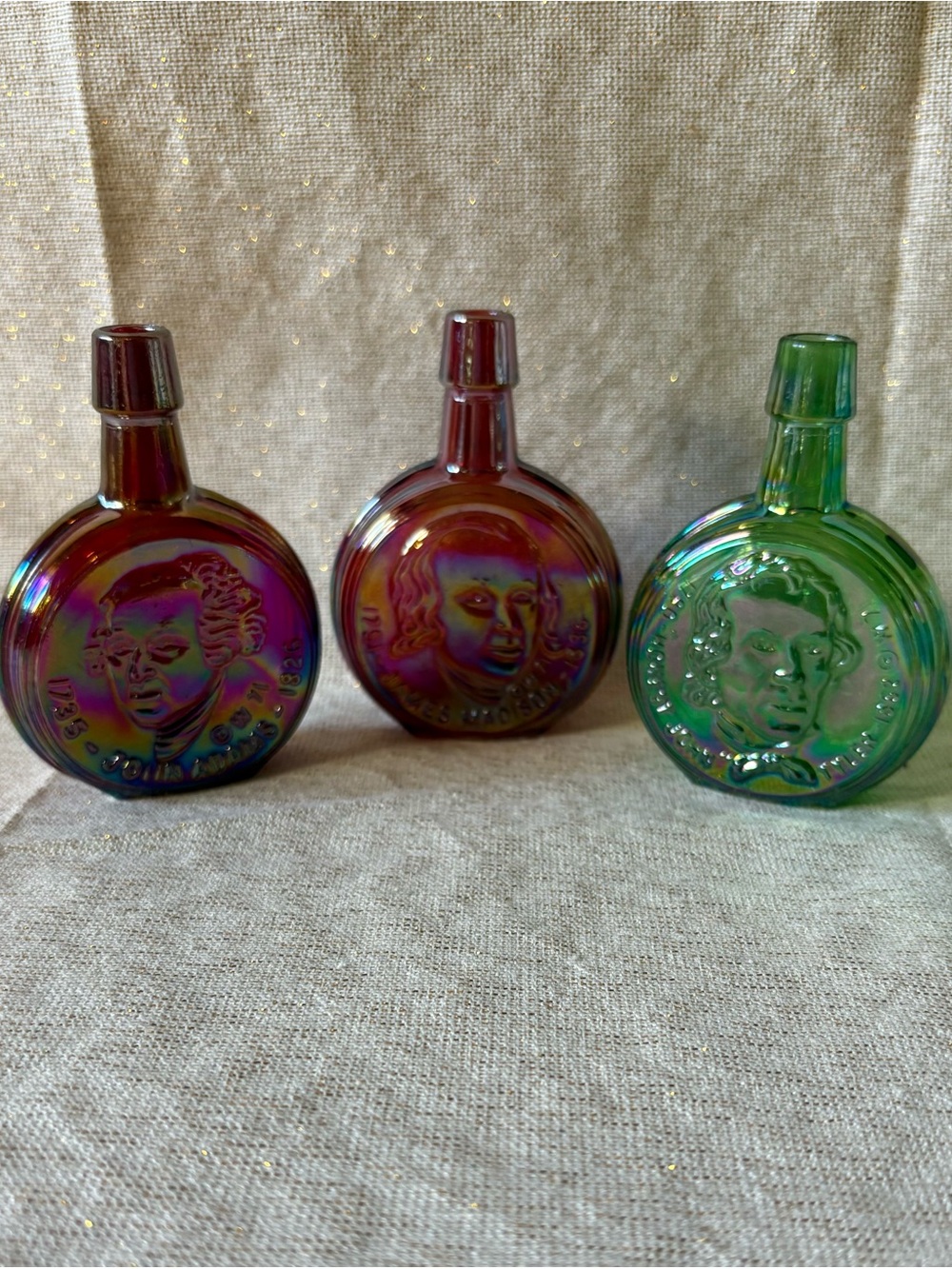 Wheaton Mini Presidential Decanters Carnival Glass